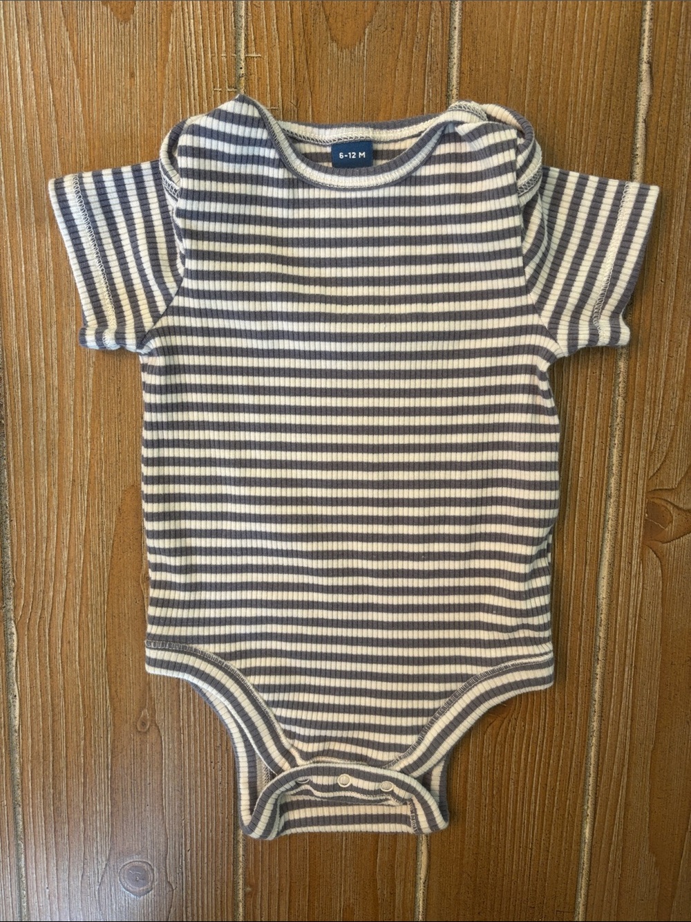 Old Navy Striped Short-Sleeve One-Piece Bodysuit in Blue & White